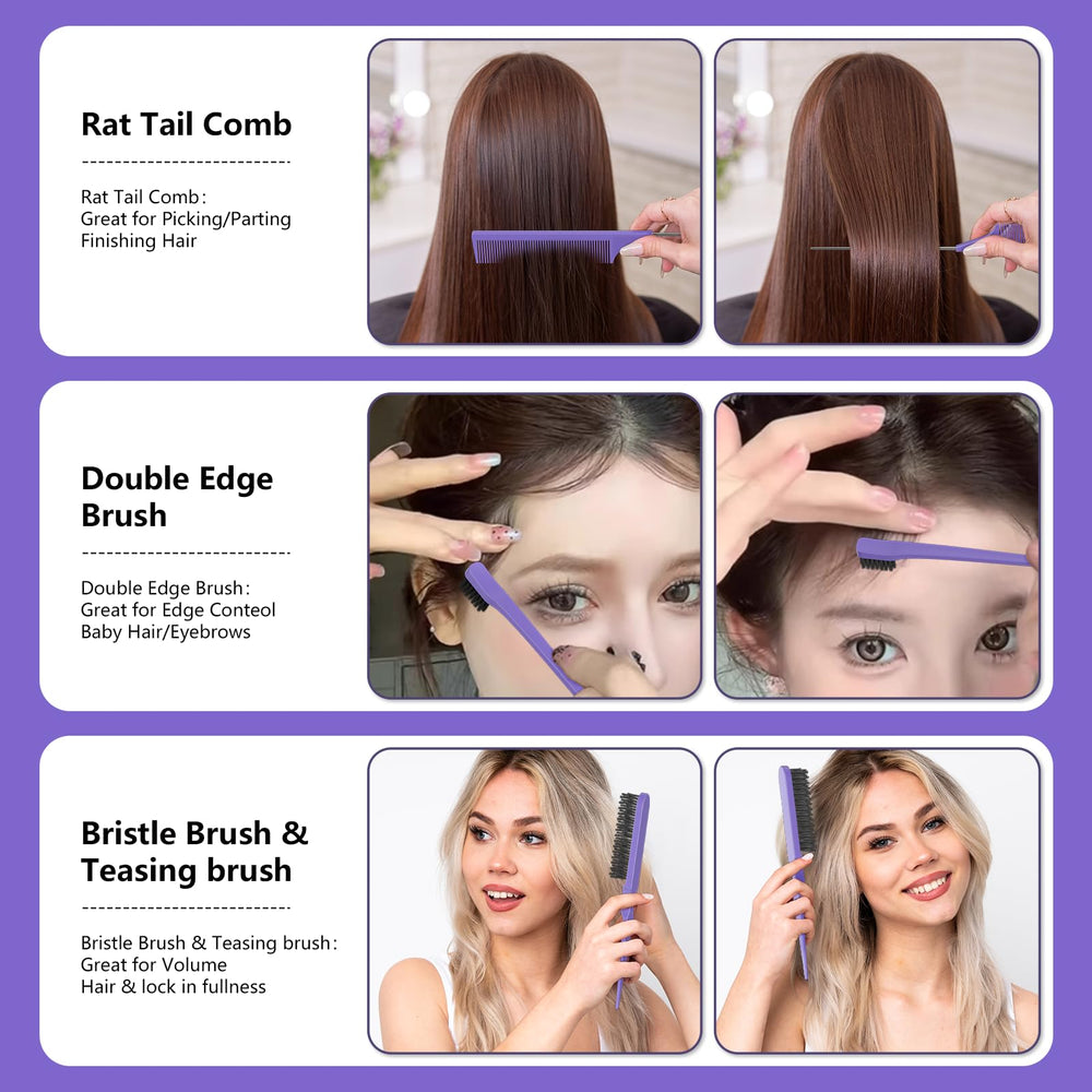 HEZ pin-tail comb detailed use on hairline and edges