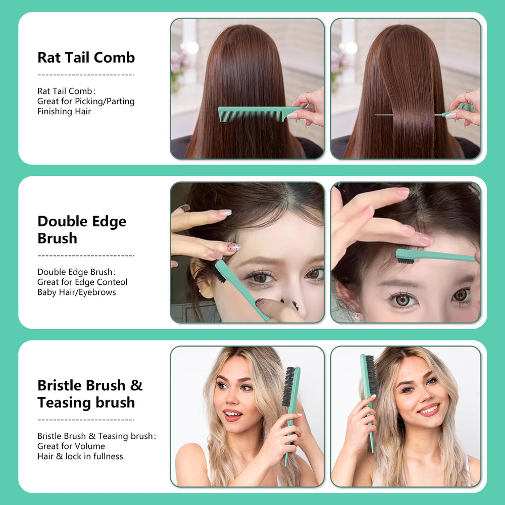 HEZ pin-tail comb targeting edges and bangs for sleek finishing