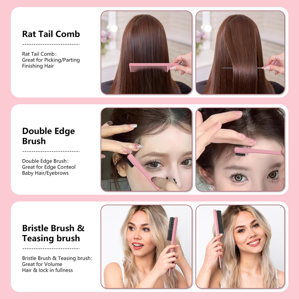 HEZ Pin tail comb in pink for precise parting and edge styling.