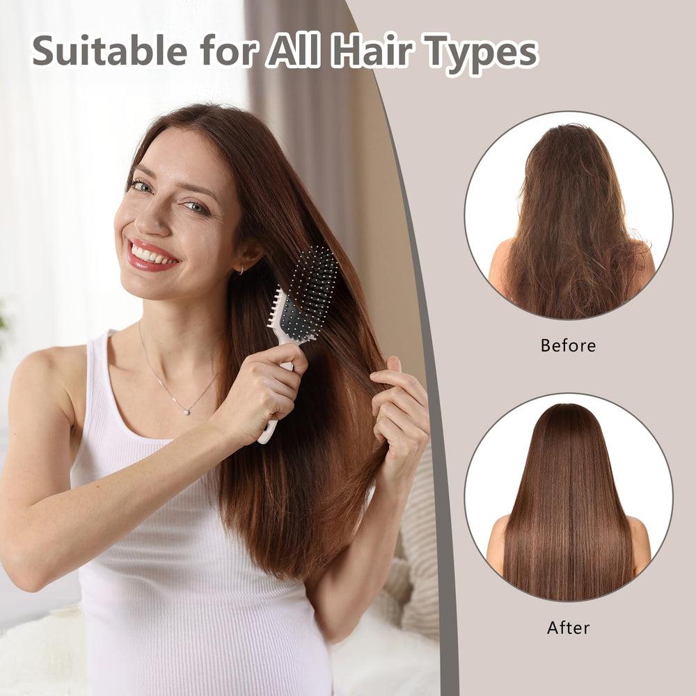 HEZ Brush designed for wet and dry styling enhances control.