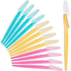 HFATMOS 12-pc eyebrow razor set in vibrant colors for precise shaping.
