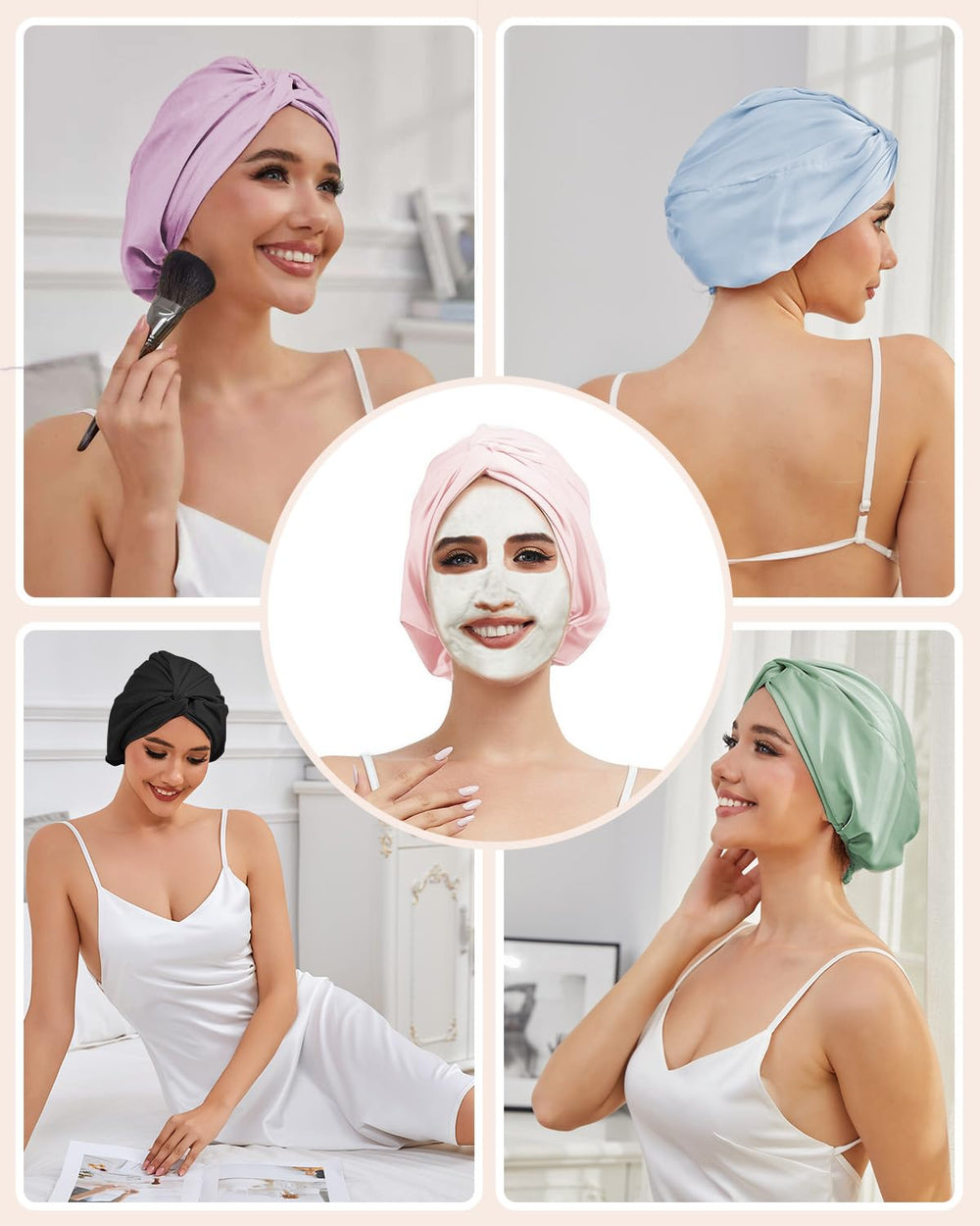 HFRHTGY double-layer satin bonnet style for everyday wear