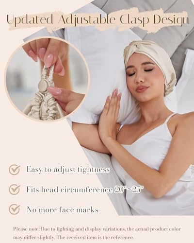 HFRHTGY silk satin bonnet back view highlights adjustable clasp for easy fit