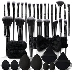 HGHDBT 36Pcs black makeup brushes set overview showcasing versatile high-density bristles.