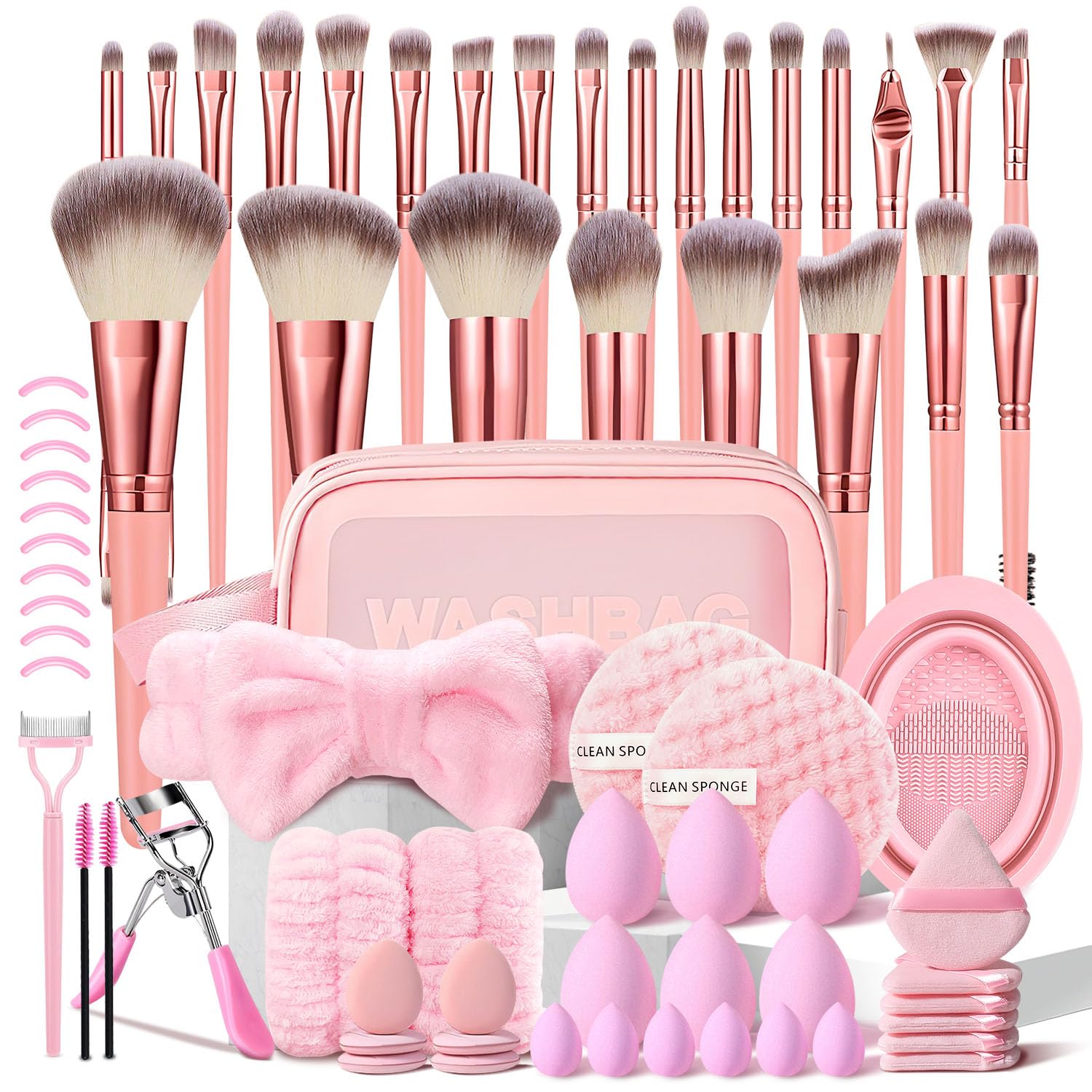 HGHDBT pink makeup brush set with case for organized travel and on-the-go makeup