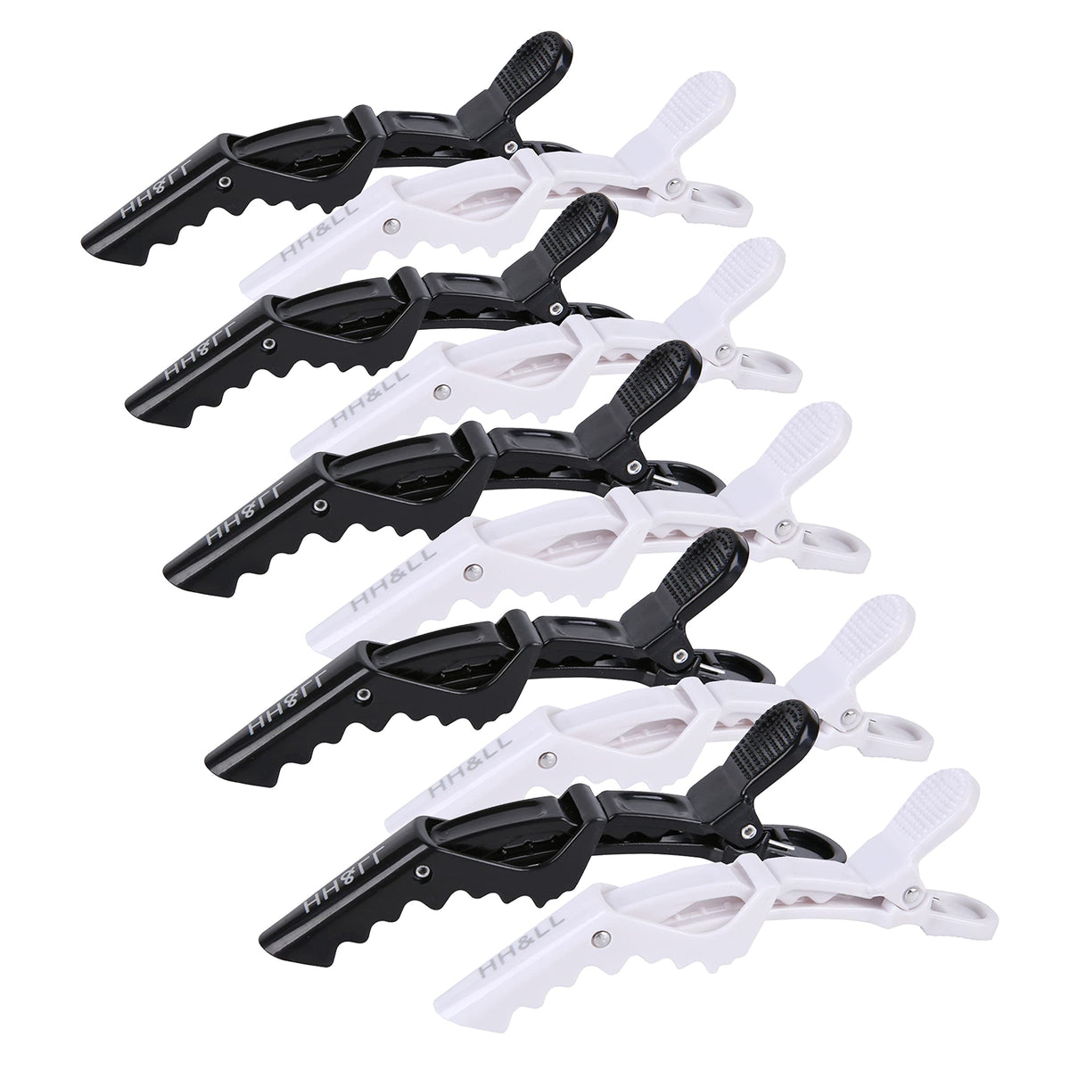 HH&LL hair clips with wide teeth and double hinge securely hold hair during styling.