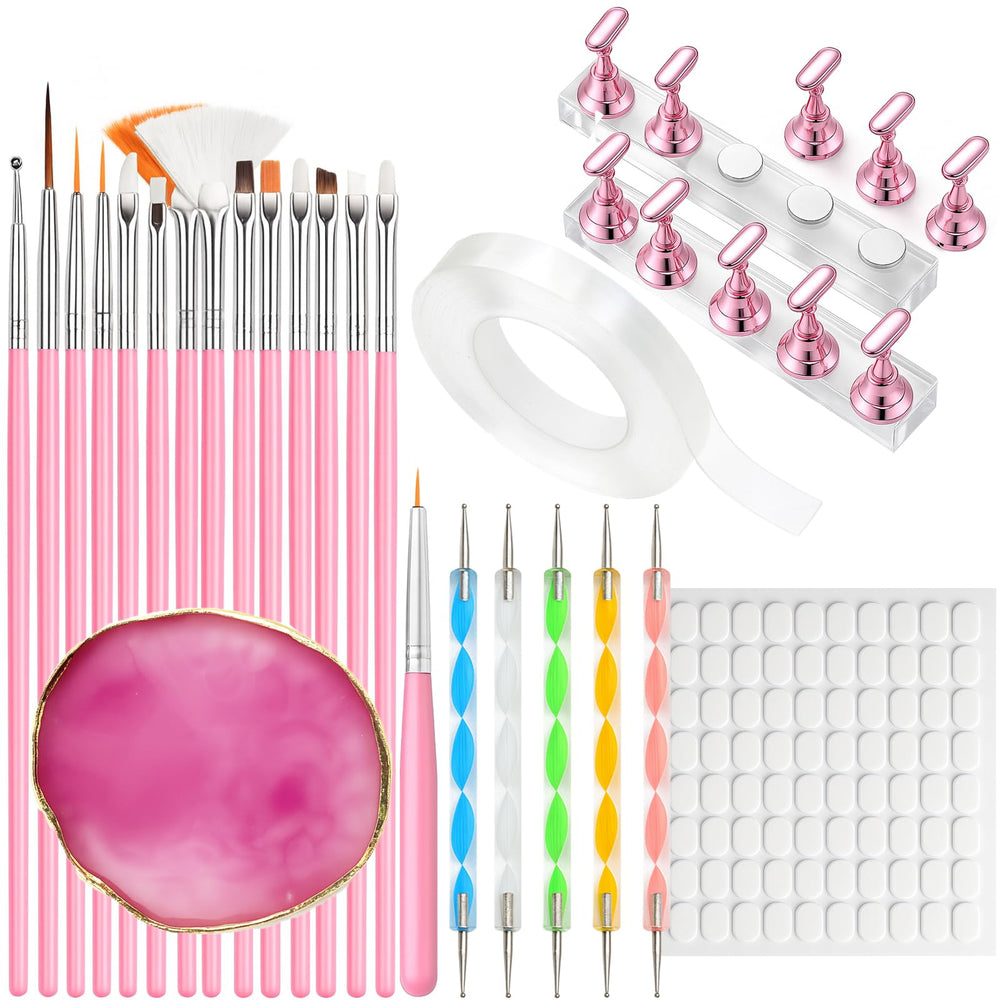HHOOMY nail art brushes set in pink for detailed designs and smooth polish application.