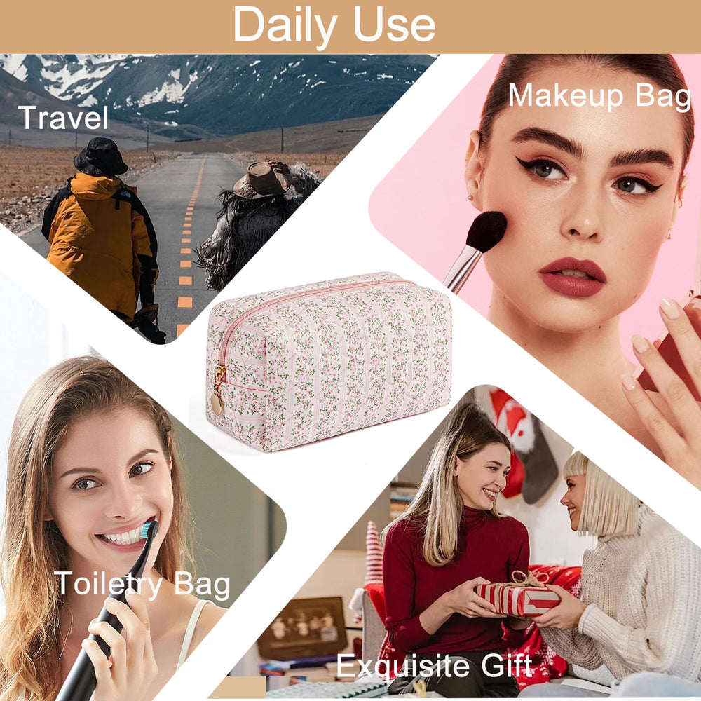 HHQQWZ makeup bag with sunglasses and cosmetics, illustrating versatility