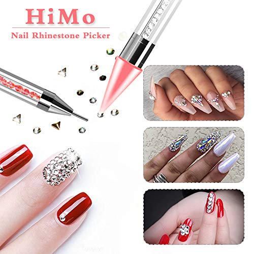 HiMo wax head replacement for effortless rhinestone pickup during nail art.