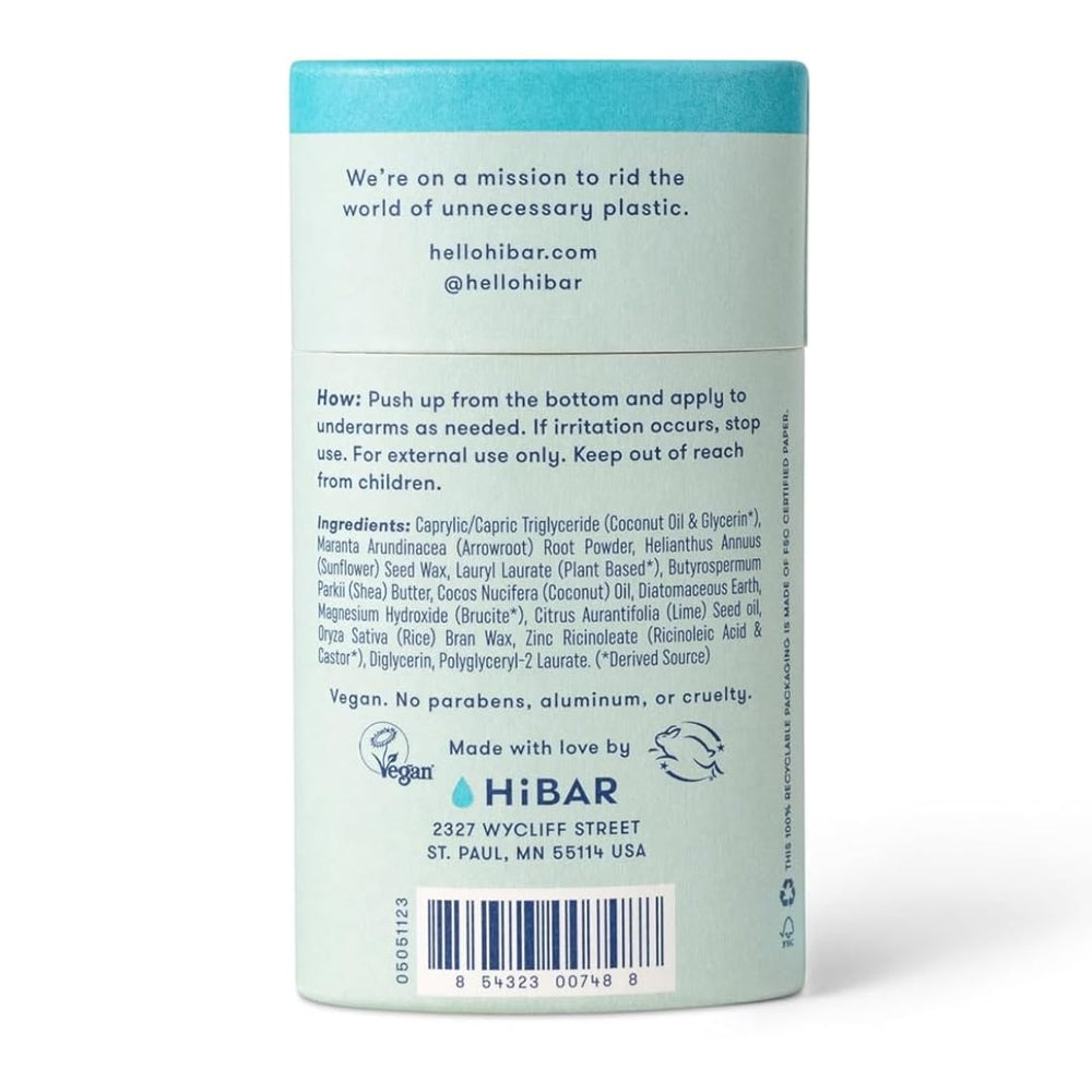 HiBAR Desodorante sensible envase sin plástico para reducir impacto ambiental.