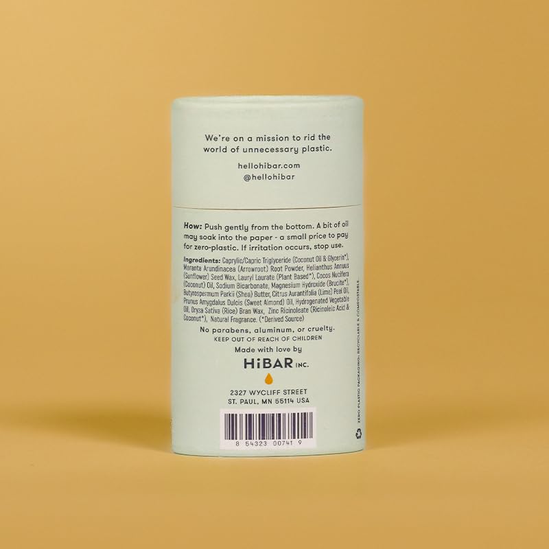 HiBAR plastic-free deodorant tubes displayed to highlight sustainable packaging.