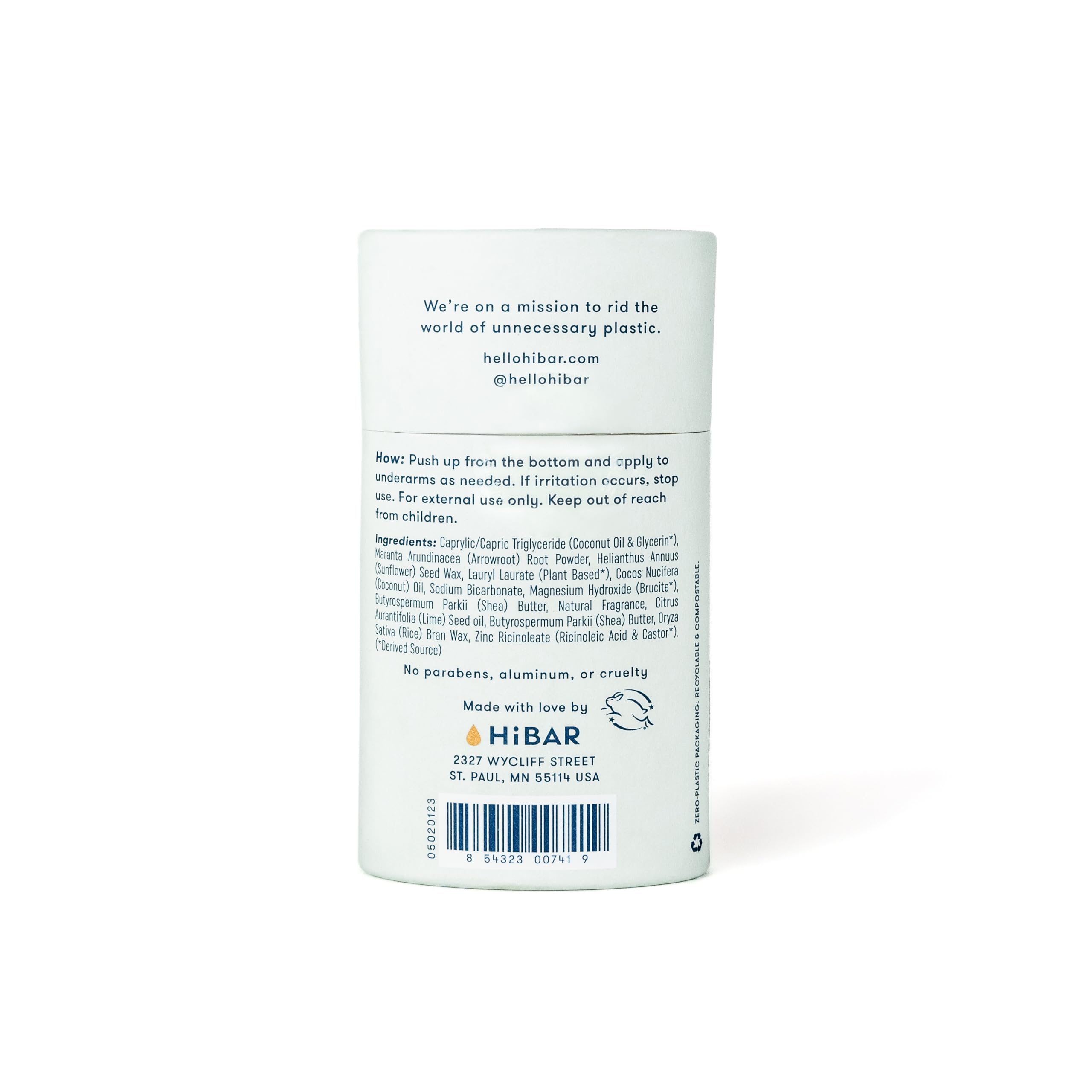 HiBAR vegan Leaping Bunny certified label on packaging.