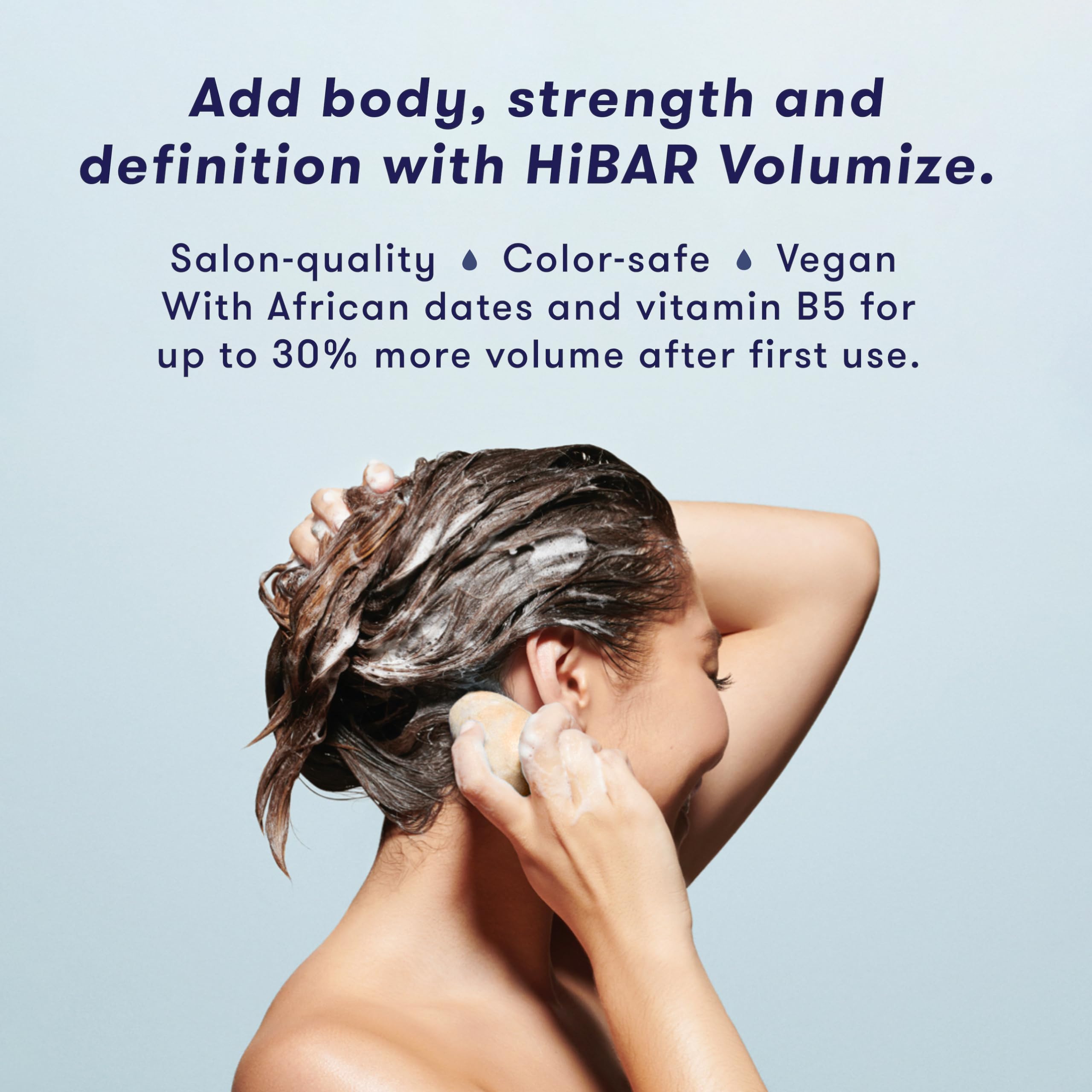 HIBAR Volumize, aplicación en pelo mojado para mayor cuerpo.
