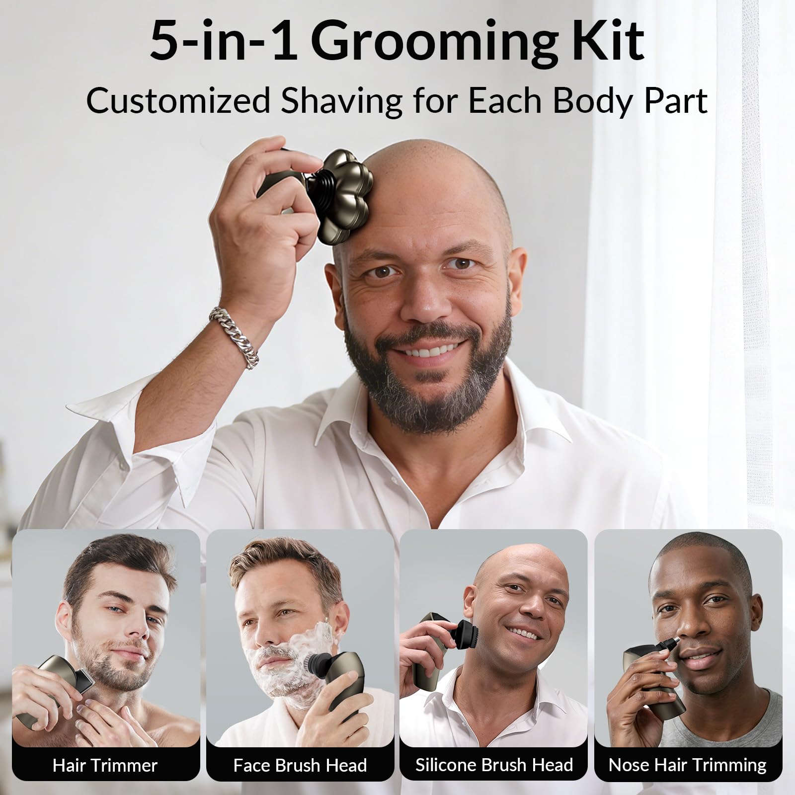 HiBig 7D Arc 360-degree pivot head follows contours for smoother shave
