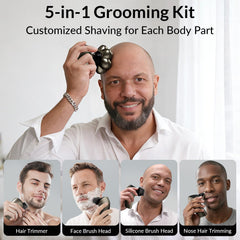 HiBig 7D Arc 360-degree pivot head follows contours for smoother shave
