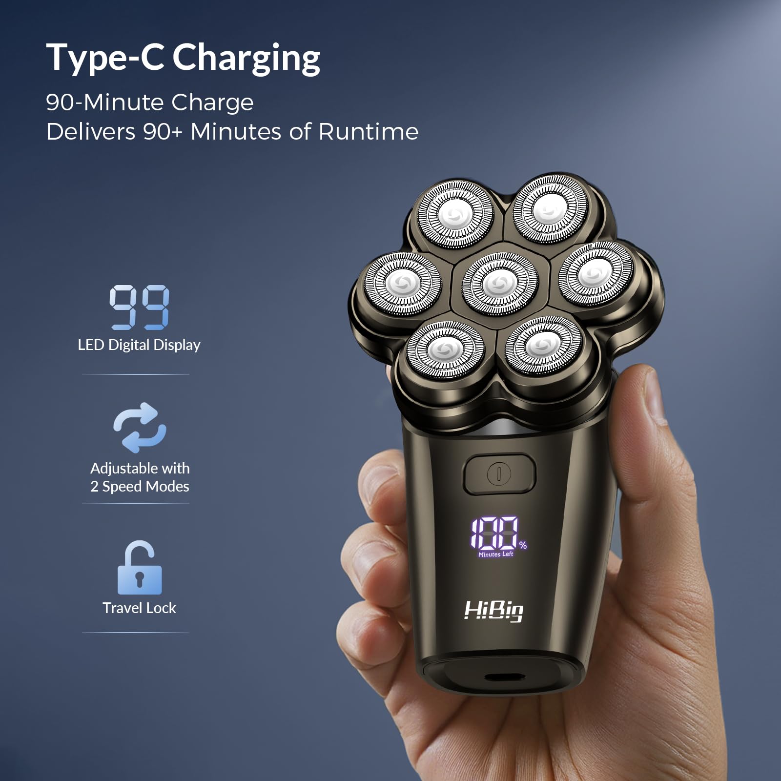 HiBig 7D Arc 5-in-1 grooming kit with trimmer and nose trimmer