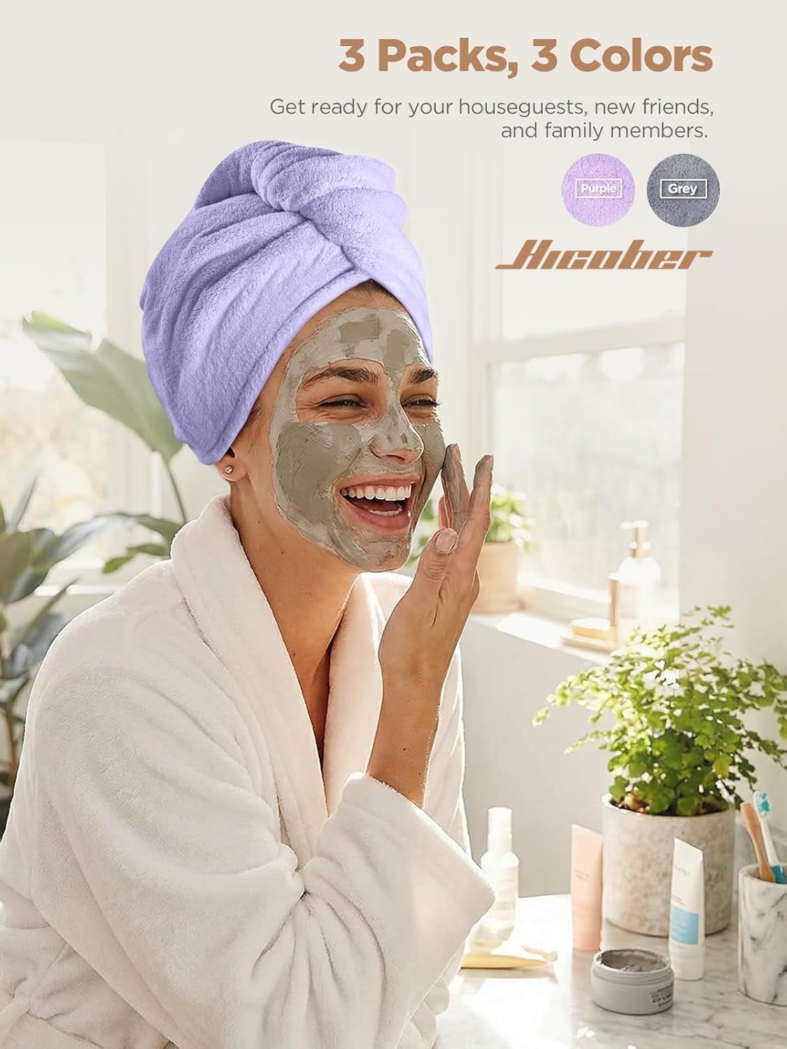 Secado suave con Hicober: toalla ligera para cabello.