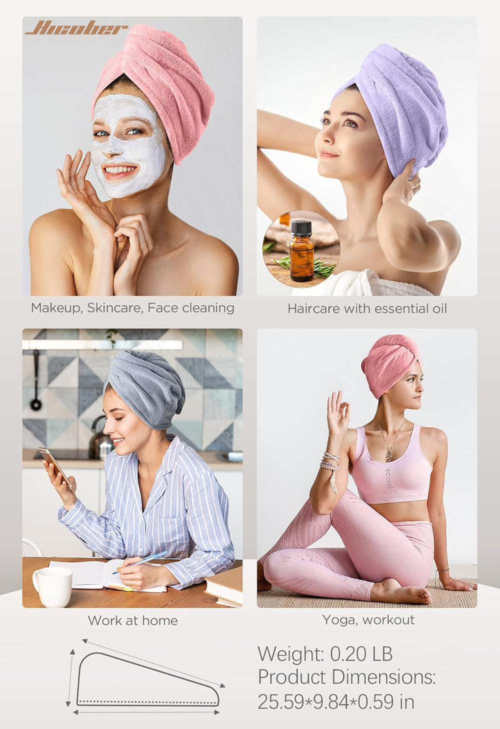 Toalla Hicober microfibra absorbente para cabello húmedo