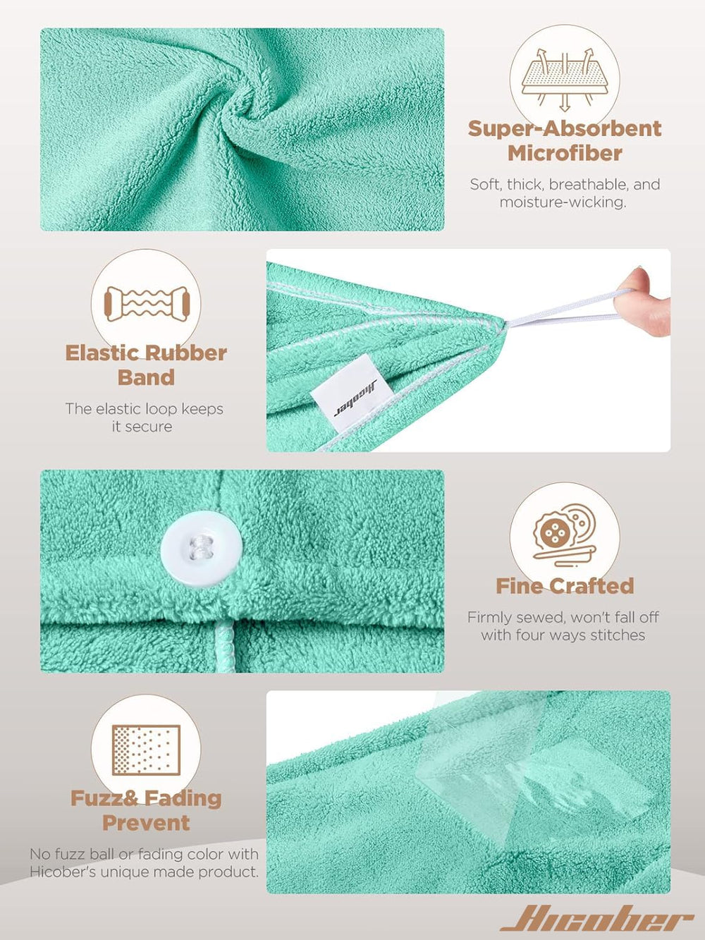 Hicober: toalla de microfibra verde para secado ligero y cómodo
