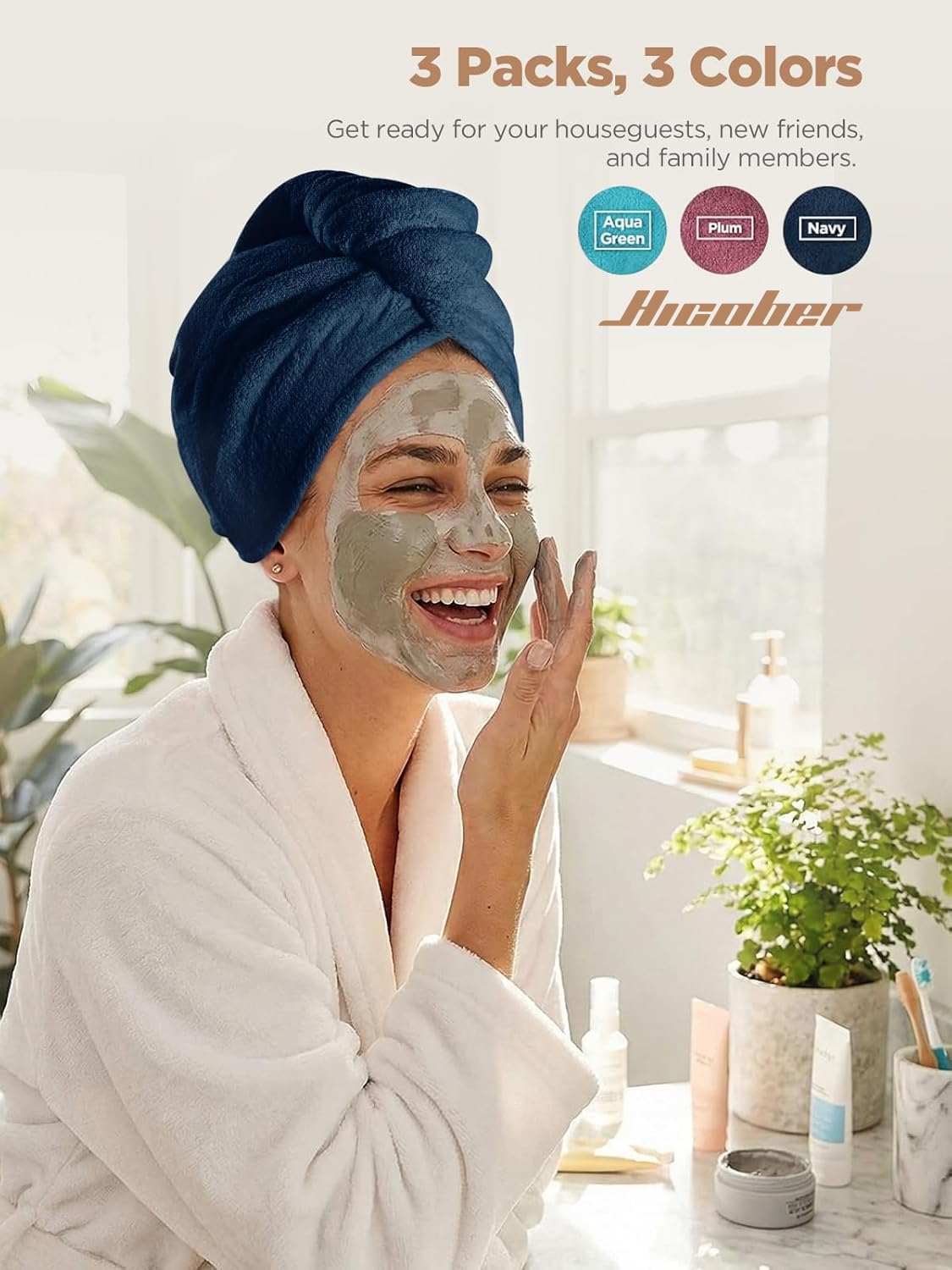 Hicober turbante antienredo, secado suave para cabello húmedo.