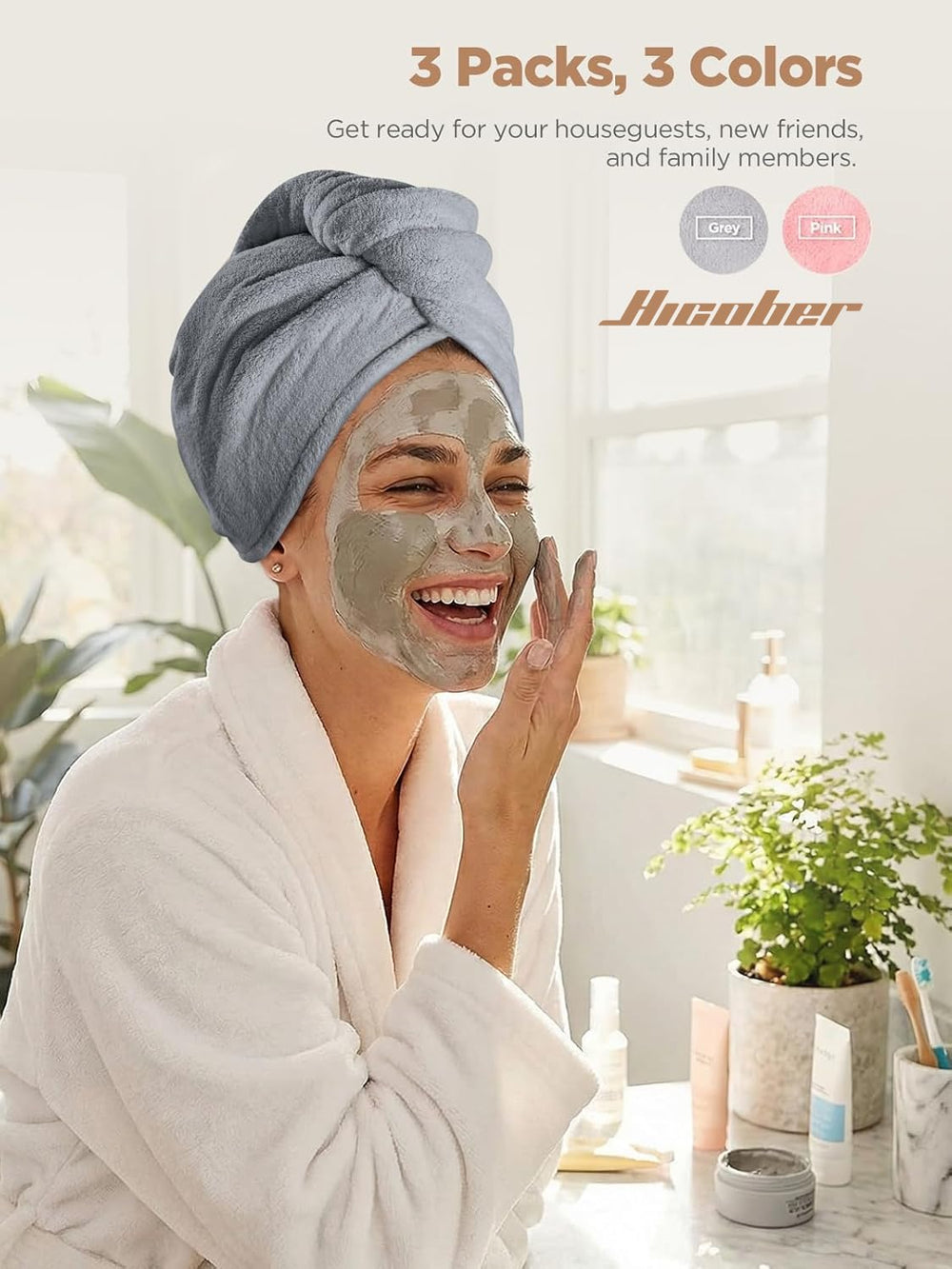Turbante Hicober para cabello rizado con secado eficaz
