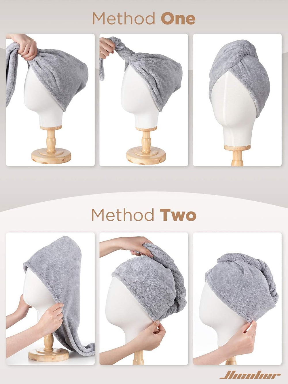 Turbante Hicober secado sin calor para cabello saludable