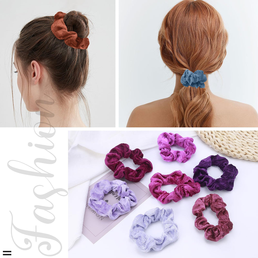 Fashion-ready velvet scrunchie styled with a chic outfit.