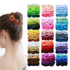 HICONUT velvet scrunchie pack in vibrant colors for versatile daily styling.