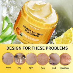Hicream Turmeric Vitamin C Clay Mask brush included for easy, even application