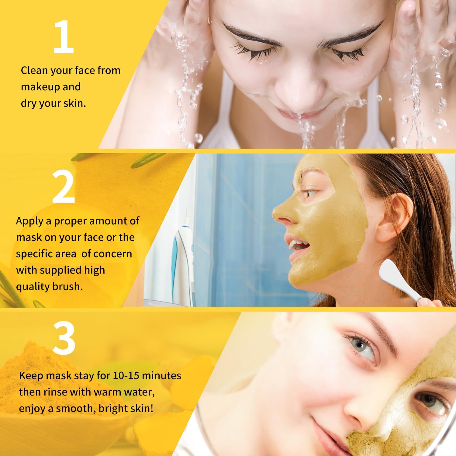 Hicream Turmeric Vitamin C Clay Mask on face demonstrates soothing, refreshing facial treatment