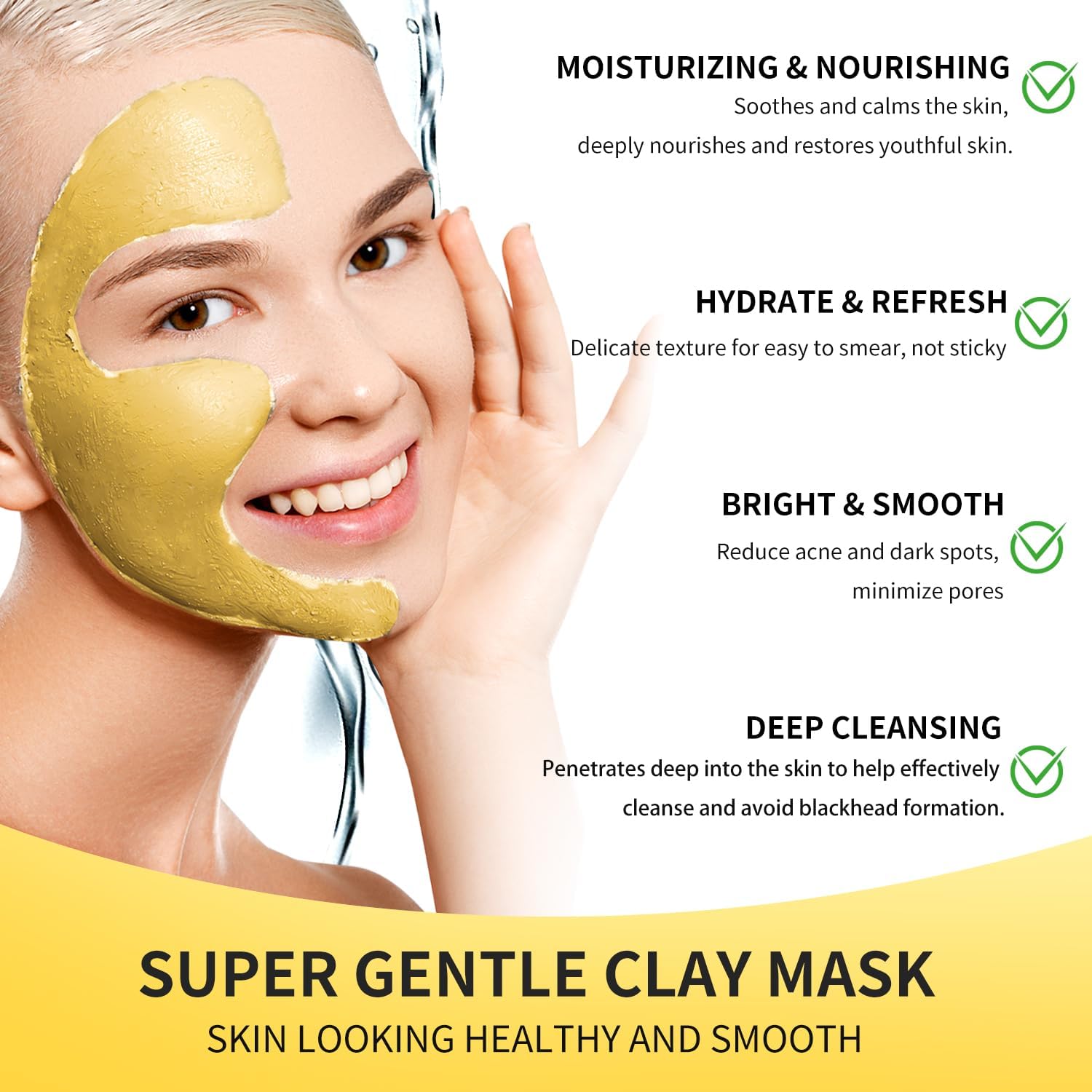 Hicream Turmeric Vitamin C Clay Mask packaging yellow tub signals vegan skincare benefits