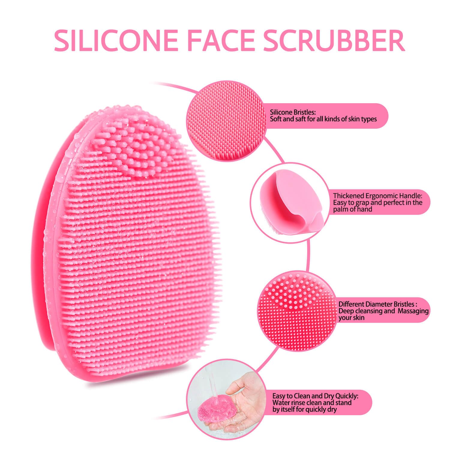 HIEERBUS silicone face scrubber compact travel size for skincare on the go.