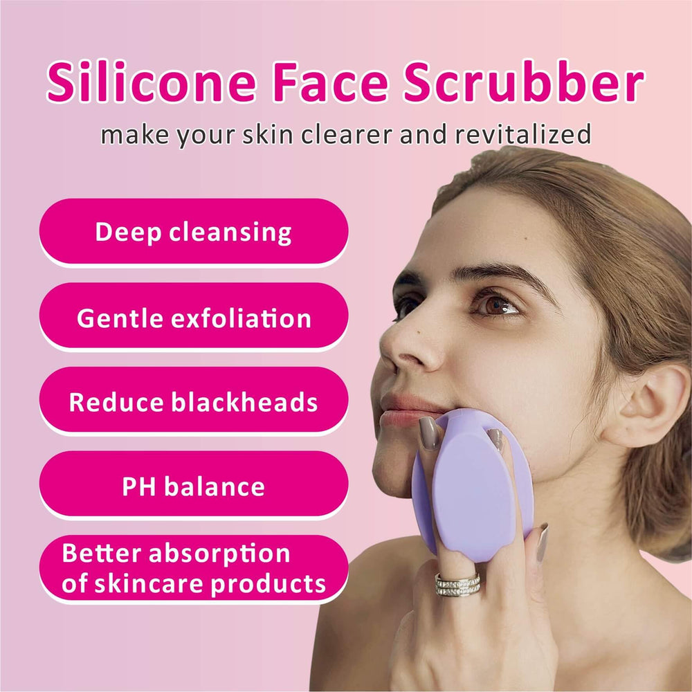 HIEERBUS silicone face scrubber with palm-handle for secure grip during cleansing.