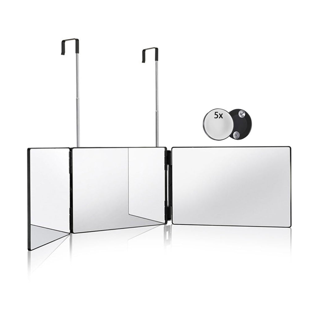 HIEEY 3 Way Mirror for Hair Cutting with dual panels enables precise at-home styling.