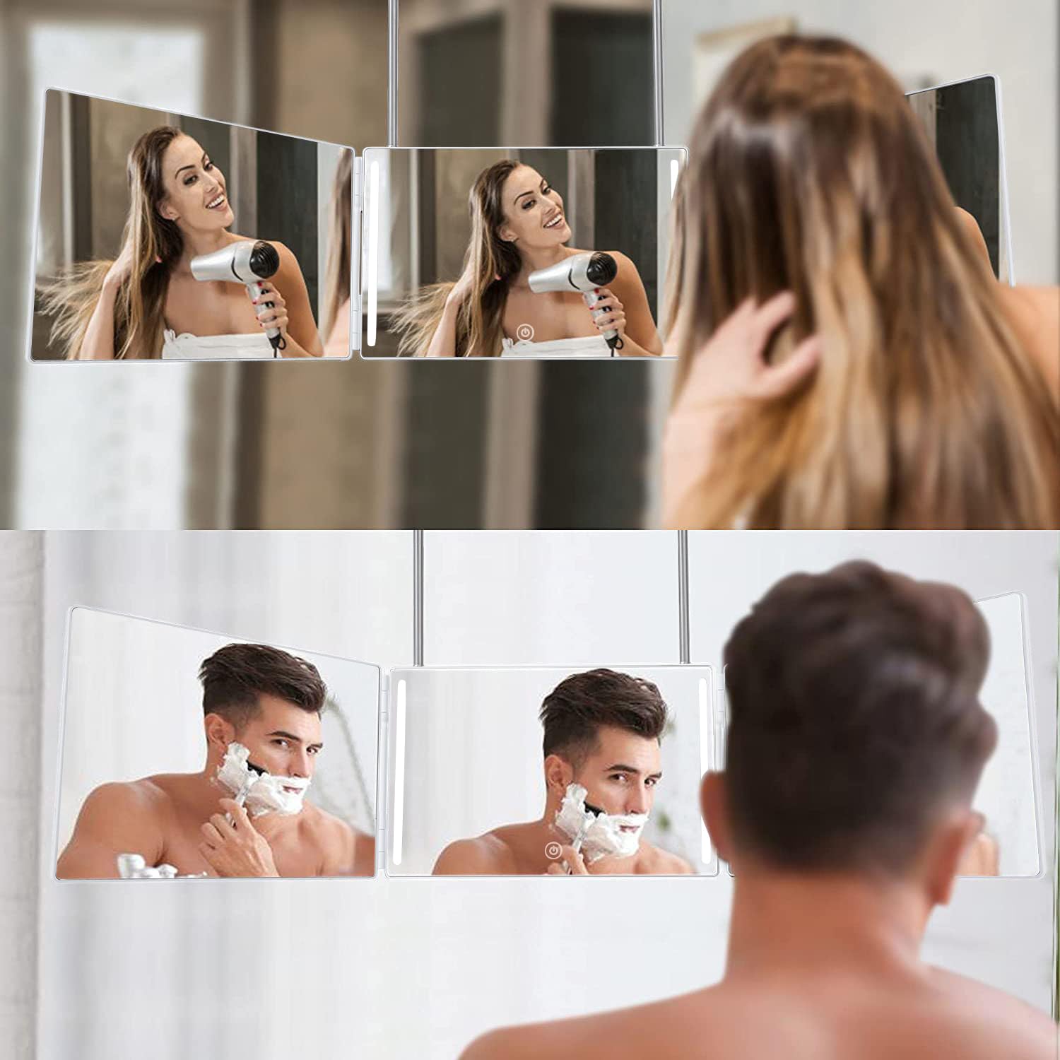 HIEEY LED vanity mirror highlights details for hair styling.