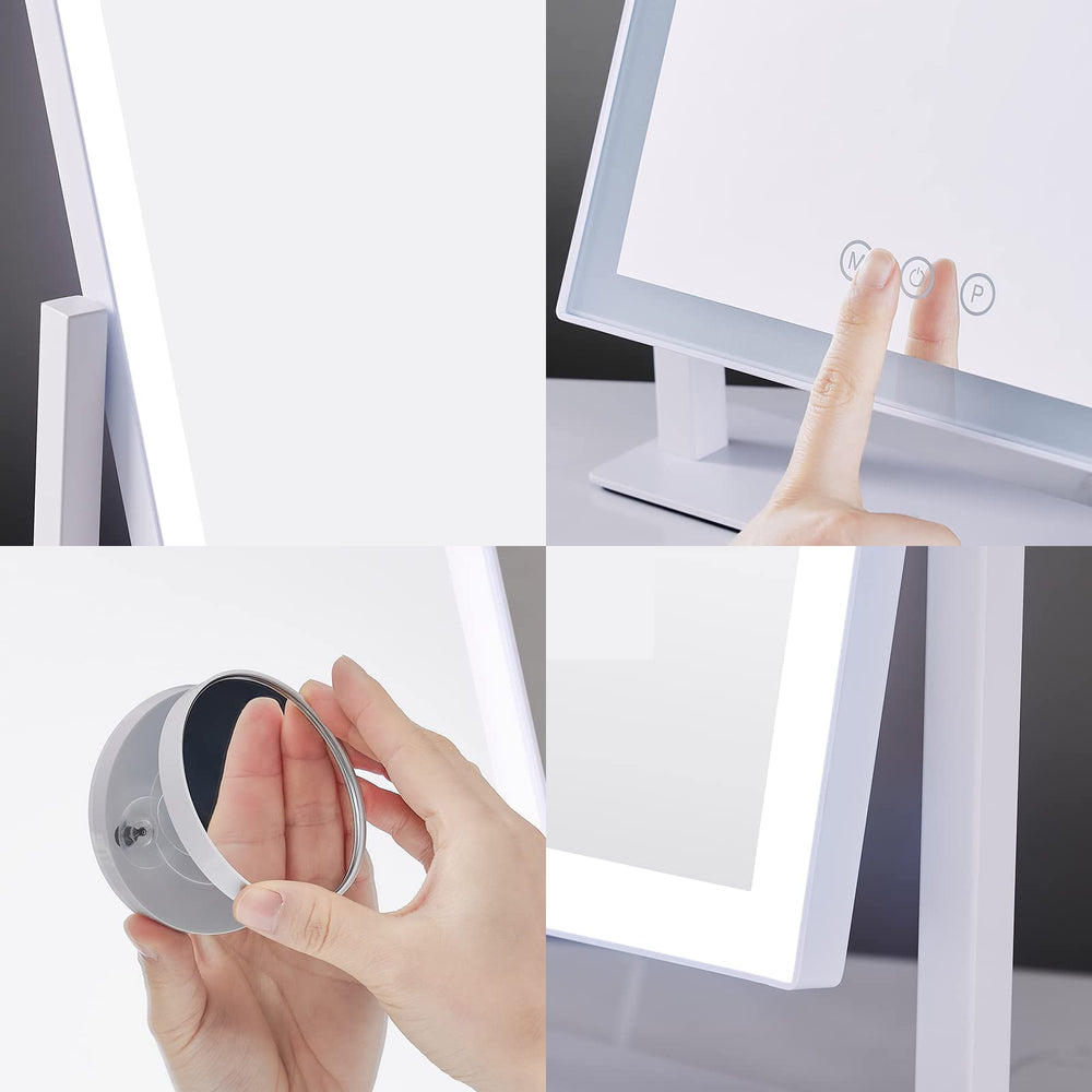 HIEEY makeup mirror with 360° rotation and detachable 5X magnification