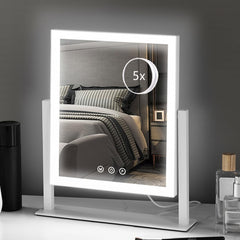 HIEEY lighted makeup mirror with four-sided LED lights for even makeup application