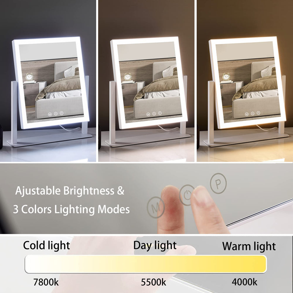 HIEEY touch-control makeup mirror with adjustable brightness on screen