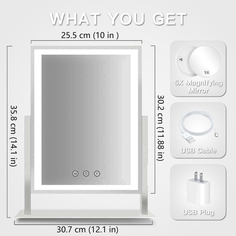 HIEEY makeup mirror with three lighting modes for accurate skin tone