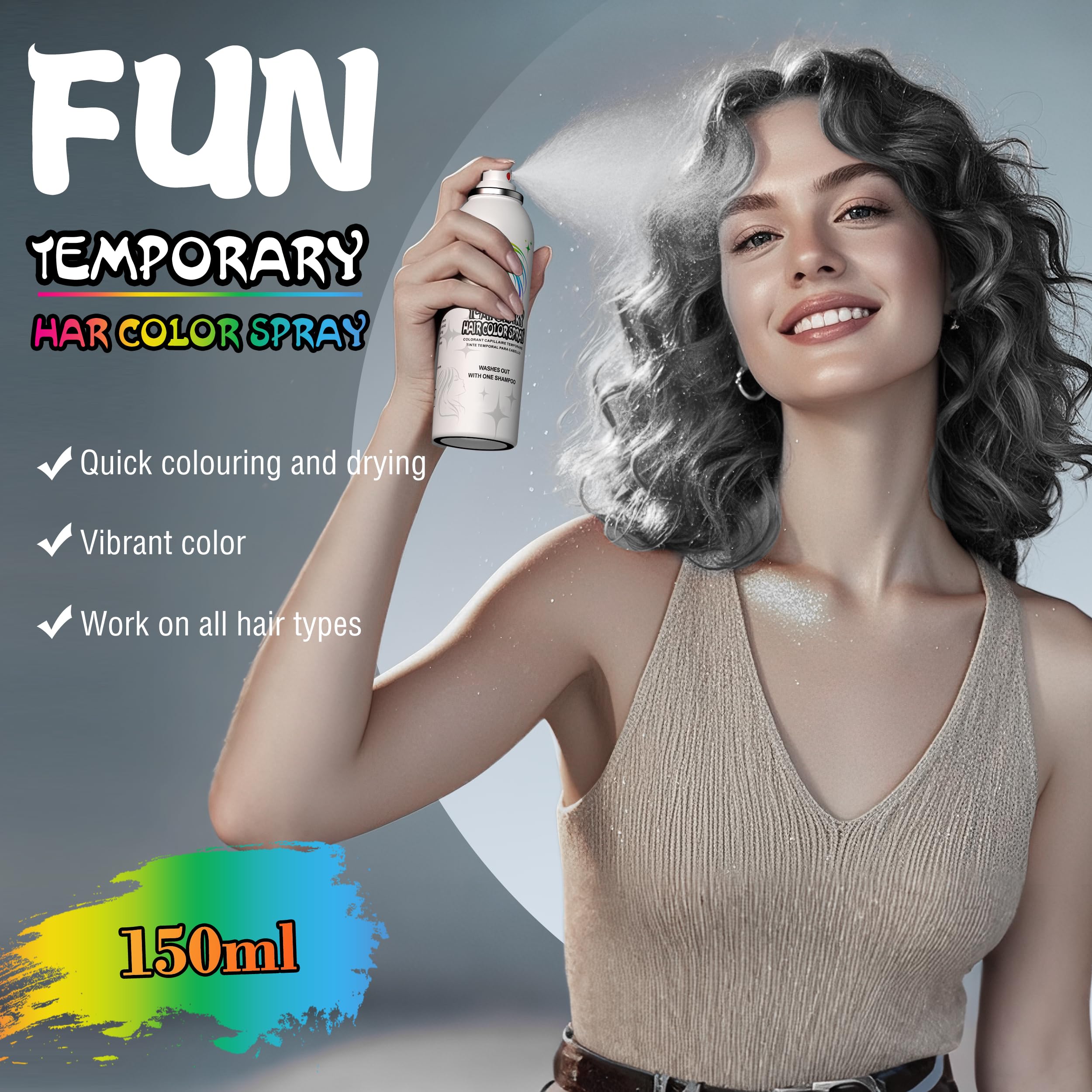 HIESGIE grey spray being applied to hair for fast color in seconds