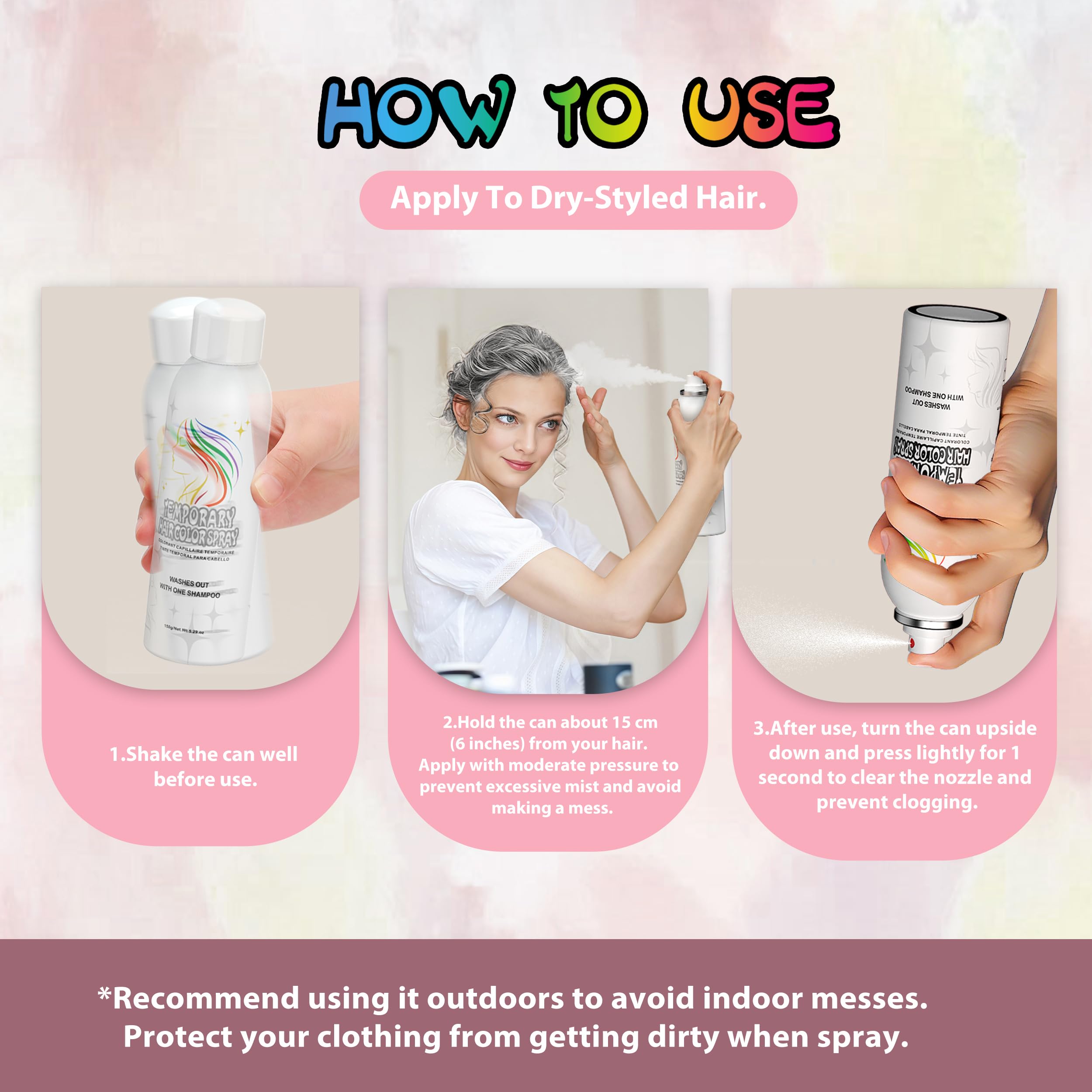 HIESGIE Silver White easy removal with water or shampoo after use.