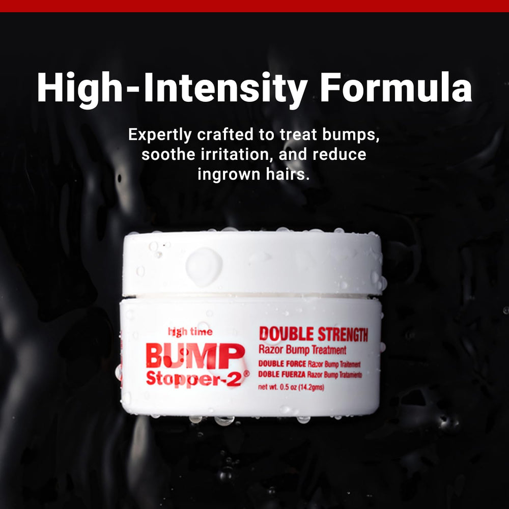 Close-up of ingredients for High Time Bump Stopper 2 ingrown hair cream.