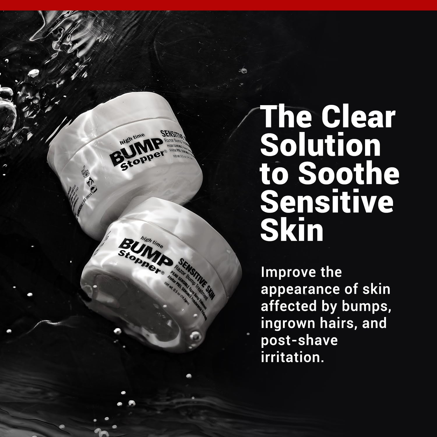 High Time Bump Stopper Sensitive cream texture close-up on skin.