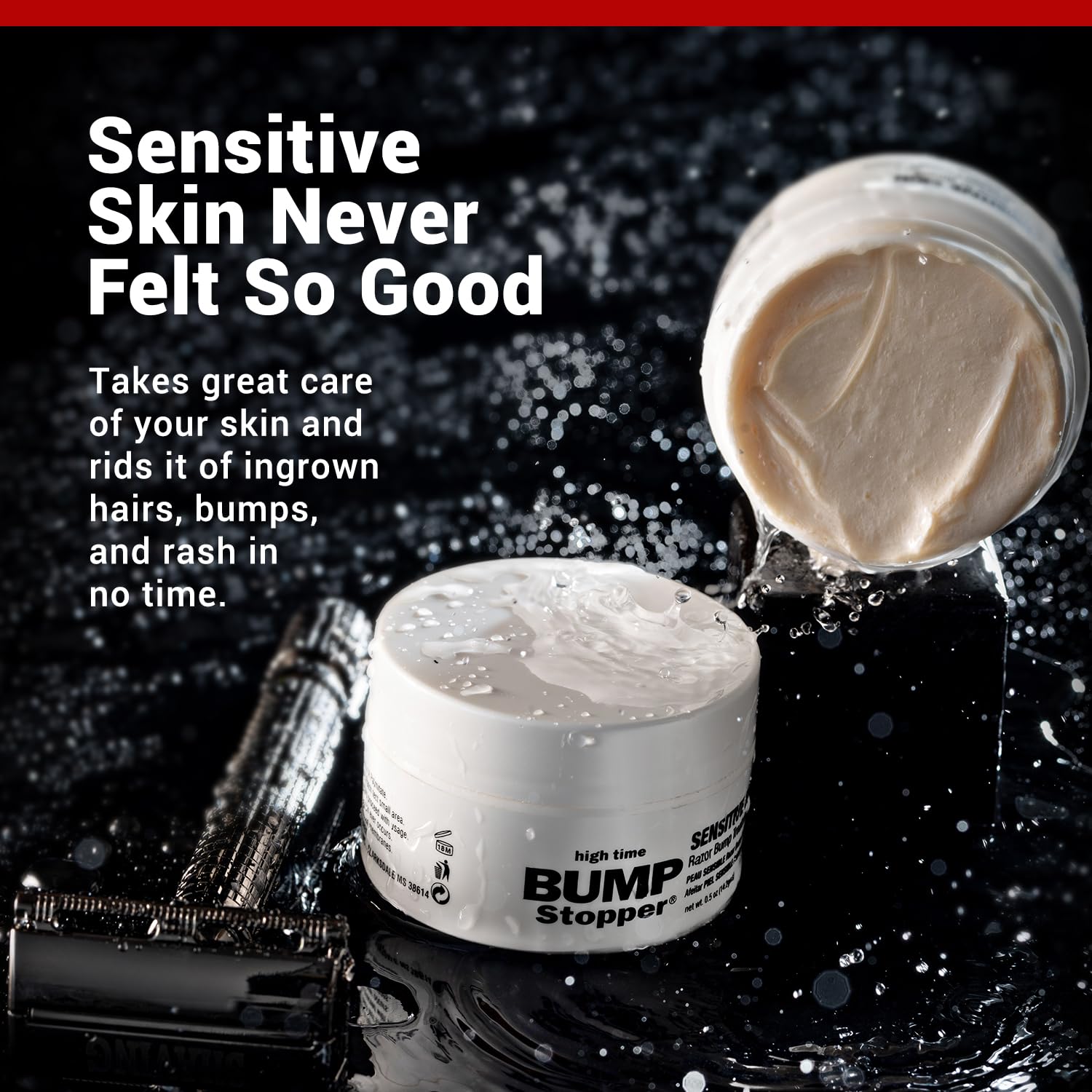 High Time Bump Stopper Sensitive two-pack label for easy post-shave care.