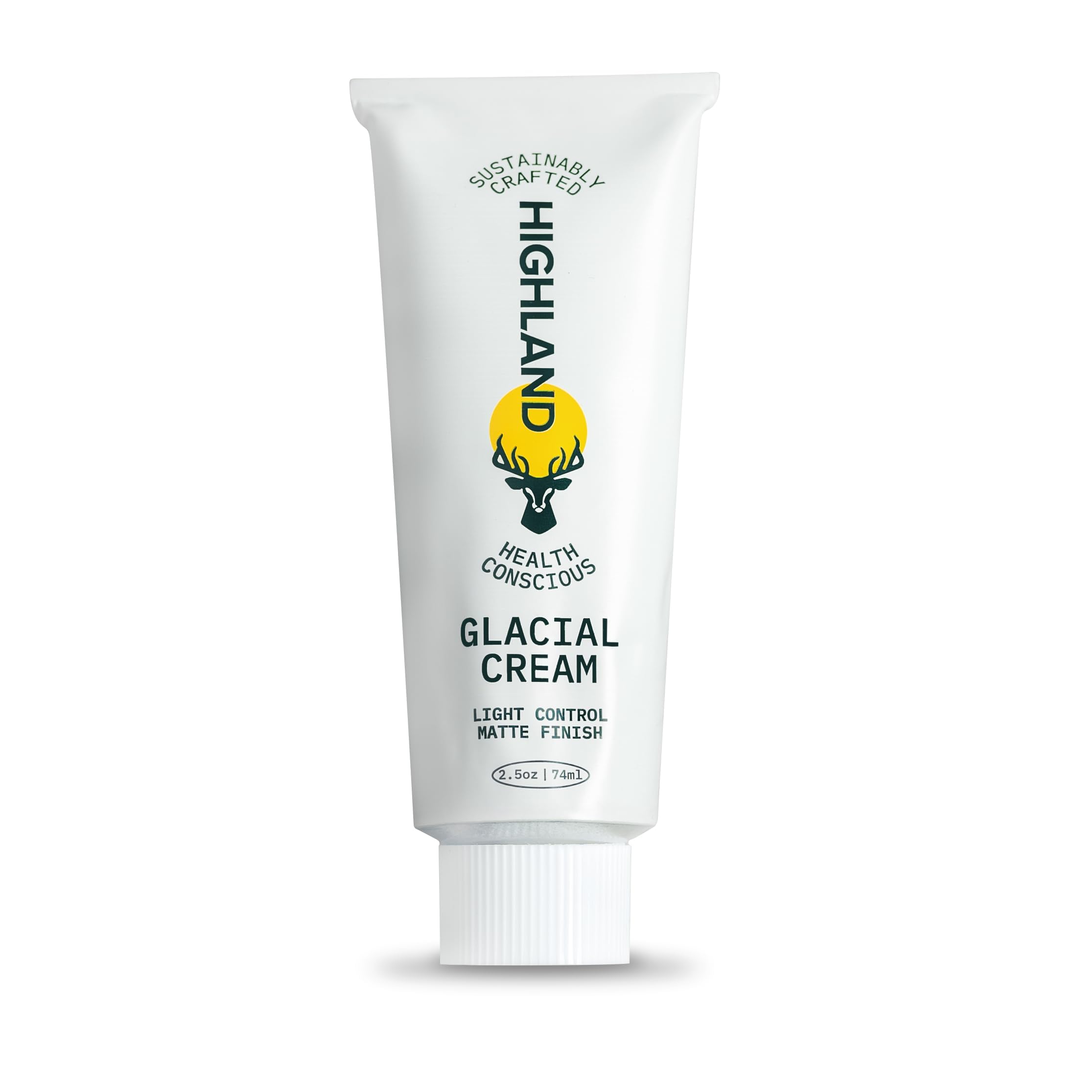 Highland Glacial Cream jar front view showing premium packaging and texture control.