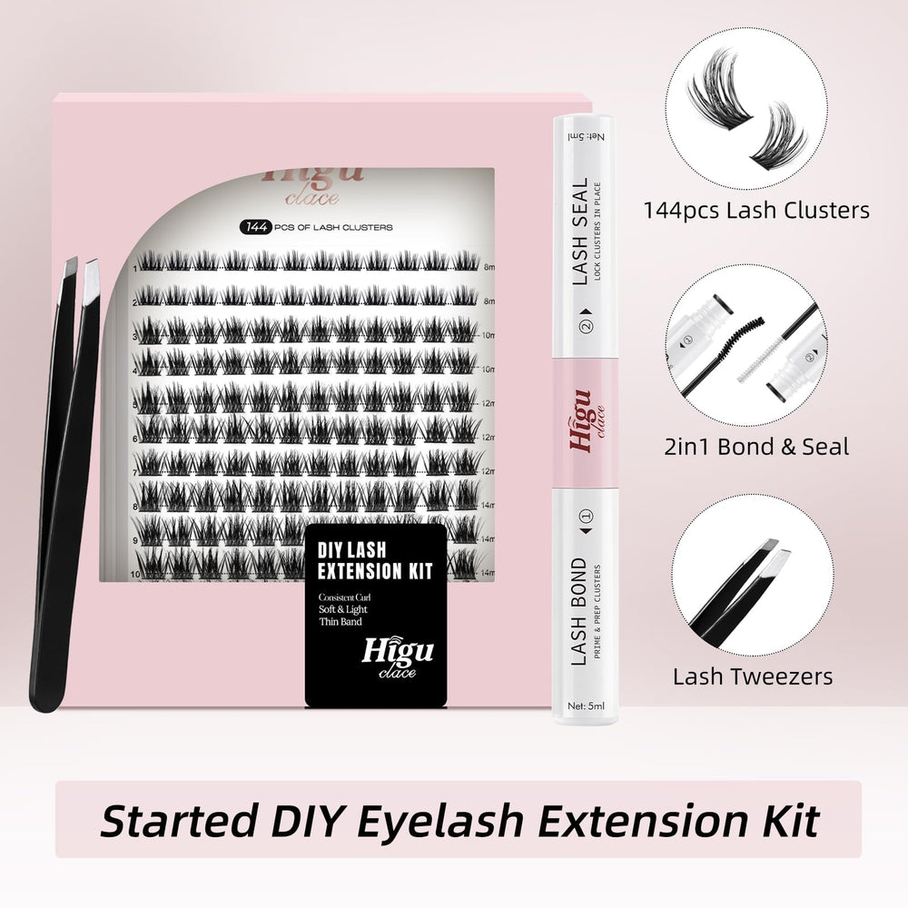 Higu clace lash bond and seal bottle provides long-lasting hold for clusters.