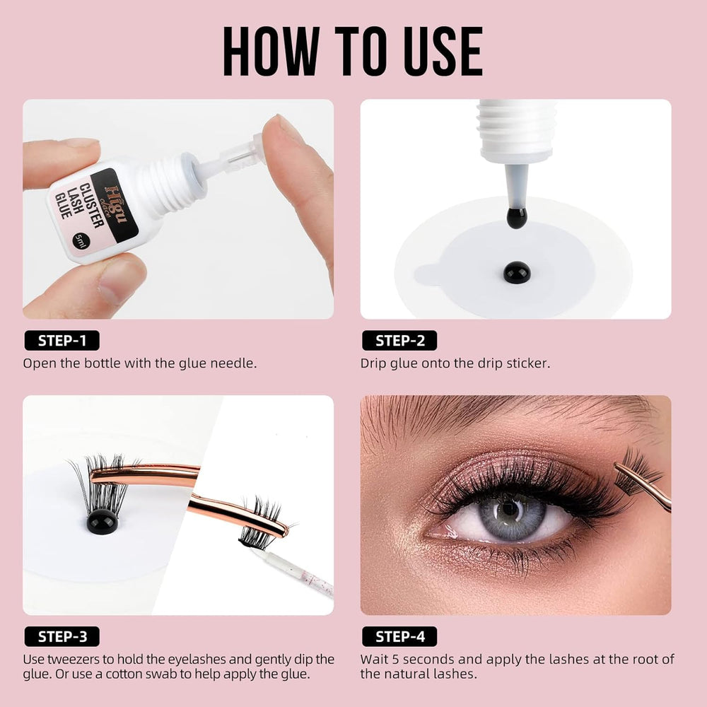 Higu clace lash glue black 5ml for seamless, dark lash clusters