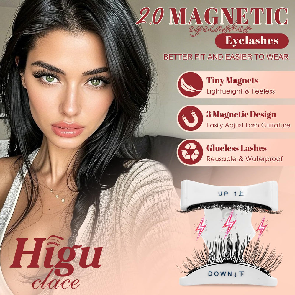 Reusable Higu clace magnetic lashes in a compact kit