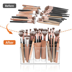 HIIMIEI six-slot design classifies brushes, pencils and lip products.