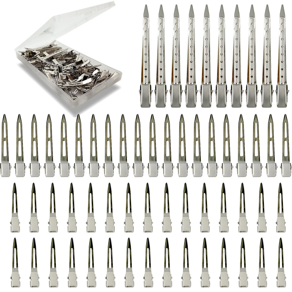 HiJeaton 60-piece metal styling clips in case for organized storage and quick styling.